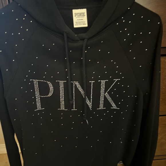 PINK Victoria's Secret Jackets & Blazers - PINK Victoria's Secret Black Hoodie with Rhinestones